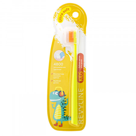 Revyline Kids US4800 Toothbrush Light Green - Orange, Ultra soft